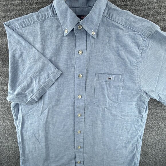Vineyard Vines Short Sleeve Classic Fit Tucker Button-Down Medium Cotton Blue - Picture 1 of 11